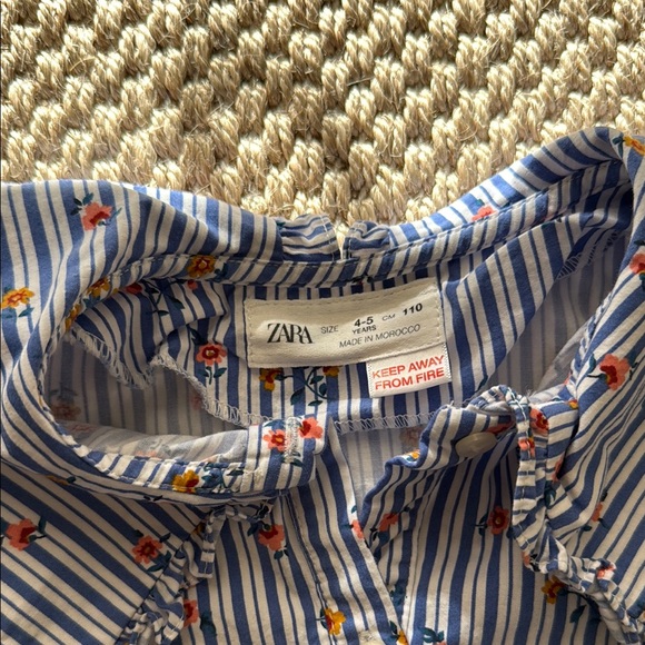 Zara Girls Blue and White Flower Matching Set 4-5 years - Picture 4 of 10